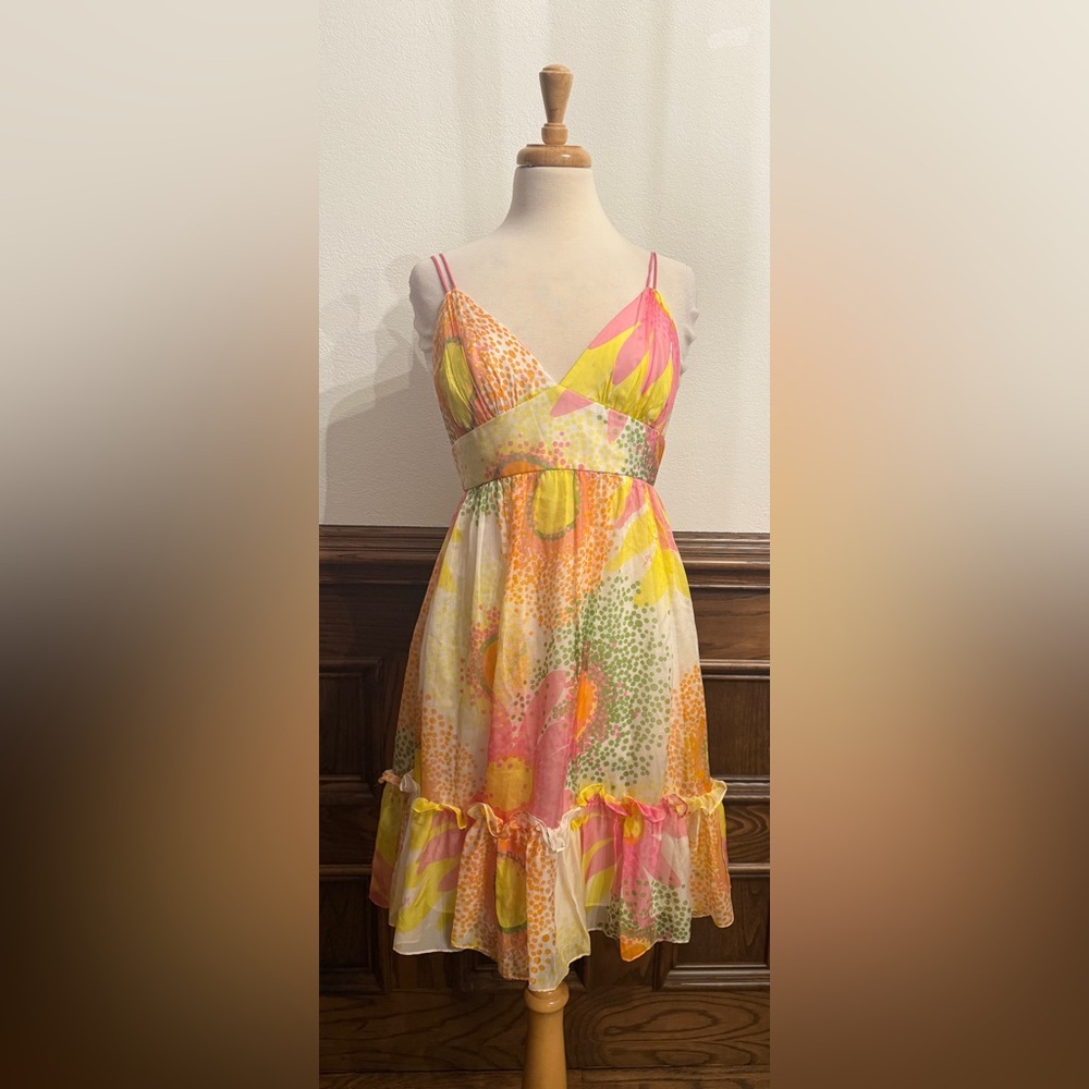 Milly of New York NEW Daisy Floral Silk Sundress Sleeveless Dress 4 S